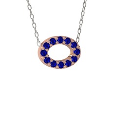 Nola Elips Kolye - Lab safir 18 ayar rose altın kolye (40 cm beyaz altın rolo zincir) #h0sucn