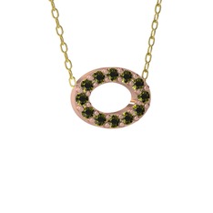 Peridot 925 ayar rose altın kaplama gümüş kolye (40 cm altın rolo zincir)