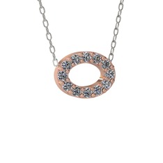 Nola Elips Kolye - Pırlanta 14 ayar rose altın kolye (0.24 karat, 40 cm beyaz altın rolo zincir) #n8k2yk