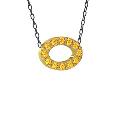 Nola Elips Kolye - Sitrin 18 ayar altın kolye (40 cm gümüş rolo zincir) #suezfh