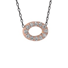 Nola Elips Kolye - Beyaz zirkon 18 ayar rose altın kolye (40 cm gümüş rolo zincir) #uf4k60