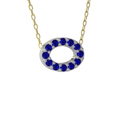 Nola Elips Kolye - Lab safir 18 ayar beyaz altın kolye (40 cm altın rolo zincir) #umhklj