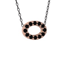Nola Elips Kolye - Siyah zirkon 14 ayar rose altın kolye (40 cm gümüş rolo zincir) #vjzx9k