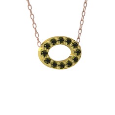 Nola Elips Kolye - Peridot 18 ayar altın kolye (40 cm rose altın rolo zincir) #wowtyj