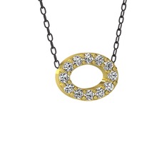 Nola Elips Kolye - Swarovski 14 ayar altın kolye (40 cm gümüş rolo zincir) #y6zq2w