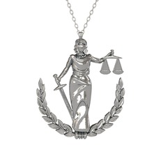 Adalet Kolye - 925 ayar gümüş kolye (40 cm beyaz altın rolo zincir) #10ftf1r