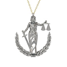 Adalet Kolye - 18 ayar beyaz altın kolye (40 cm altın rolo zincir) #14ehdvi