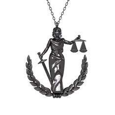 Adalet Kolye - 925 ayar siyah rodyum kaplama gümüş kolye (40 cm gümüş rolo zincir) #15oy39d
