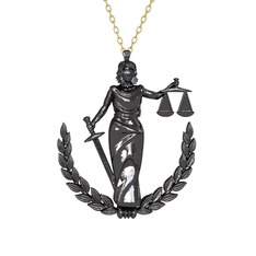 Adalet Kolye - 925 ayar siyah rodyum kaplama gümüş kolye (40 cm altın rolo zincir) #1tgty2x