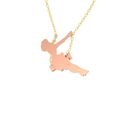 Salıncaktaki Kız Kolye - 14 ayar rose altın kolye (40 cm altın rolo zincir) #1eabacl