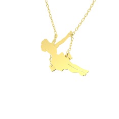 Salıncaktaki Kız Kolye - 8 ayar altın kolye (40 cm gümüş rolo zincir) #a96rhs