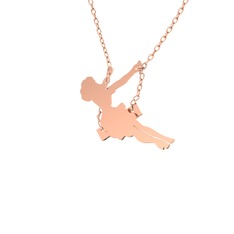 Salıncaktaki Kız Kolye - 14 ayar rose altın kolye (40 cm rose altın rolo zincir) #fh5kub