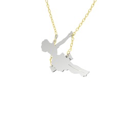 8 ayar beyaz altın kolye (40 cm gümüş rolo zincir)