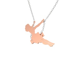 Salıncaktaki Kız Kolye - 925 ayar rose altın kaplama gümüş kolye (40 cm beyaz altın rolo zincir) #rb1xrv