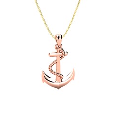 Çapa Kolye - 18 ayar rose altın kolye (60 cm altın rolo zincir) #19pl3rr