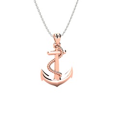 Çapa Kolye - 18 ayar rose altın kolye (60 cm beyaz altın rolo zincir) #1mqv35t