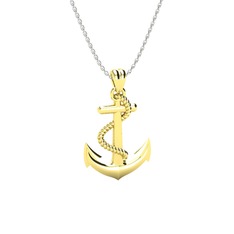 Çapa Kolye - 8 ayar altın kolye (60 cm beyaz altın rolo zincir) #1n70fy9