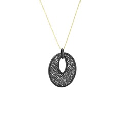 Kai Kolye - 925 ayar siyah rodyum kaplama gümüş kolye (40 cm gümüş rolo zincir) #1wfqfso
