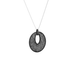 Kai Kolye - 925 ayar siyah rodyum kaplama gümüş kolye (40 cm beyaz altın rolo zincir) #49w1lz