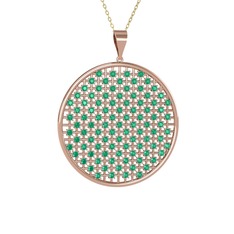 Petek Kolye - Kök zümrüt 925 ayar rose altın kaplama gümüş kolye (40 cm gümüş rolo zincir) #13ootco