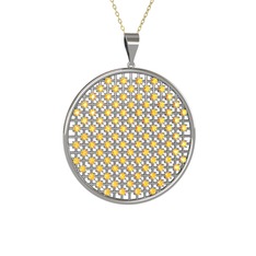 Sitrin 18 ayar beyaz altın kolye (40 cm gümüş rolo zincir)