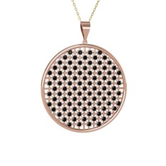 Siyah zirkon 8 ayar rose altın kolye (40 cm gümüş rolo zincir)