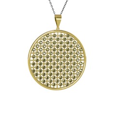 Petek Kolye - Peridot 14 ayar altın kolye (40 cm gümüş rolo zincir) #161ihyt