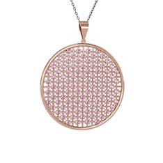 Petek Kolye - Pembe kuvars 14 ayar rose altın kolye (40 cm gümüş rolo zincir) #16mwbuk