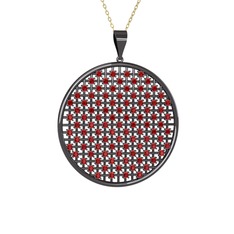 Petek Kolye - Garnet 925 ayar siyah rodyum kaplama gümüş kolye (40 cm gümüş rolo zincir) #19t0ylb