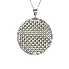 Peridot 18 ayar beyaz altın kolye (40 cm beyaz altın rolo zincir)
