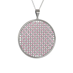 Pembe kuvars 18 ayar beyaz altın kolye (40 cm beyaz altın rolo zincir)
