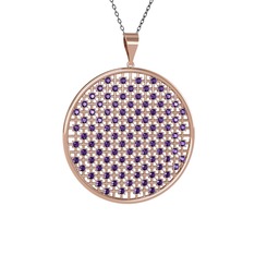 Ametist 14 ayar rose altın kolye (40 cm gümüş rolo zincir)