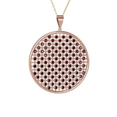 Kök yakut 925 ayar rose altın kaplama gümüş kolye (40 cm altın rolo zincir)