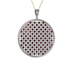 Petek Kolye - Kök yakut 8 ayar beyaz altın kolye (40 cm gümüş rolo zincir) #1jfakx1