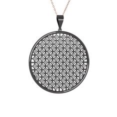 Petek Kolye - Swarovski 925 ayar siyah rodyum kaplama gümüş kolye (40 cm gümüş rolo zincir) #1jsd35u