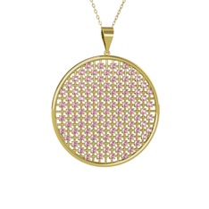Pembe kuvars 14 ayar altın kolye (40 cm altın rolo zincir)