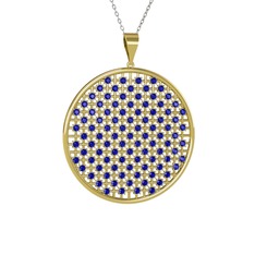 Lab safir 925 ayar altın kaplama gümüş kolye (40 cm beyaz altın rolo zincir)