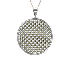Peridot 18 ayar beyaz altın kolye (40 cm rose altın rolo zincir)