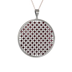 Kök yakut 14 ayar beyaz altın kolye (40 cm rose altın rolo zincir)