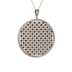 Petek Kolye - Dumanlı kuvars 8 ayar beyaz altın kolye (40 cm gümüş rolo zincir) #1nmz1ae