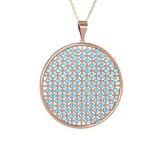 Akuamarin 14 ayar rose altın kolye (40 cm altın rolo zincir)