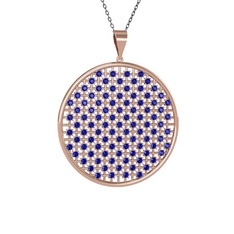 Petek Kolye - Lab safir 8 ayar rose altın kolye (40 cm gümüş rolo zincir) #1oyyem0