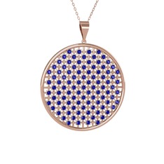 Petek Kolye - Lab safir 8 ayar rose altın kolye (40 cm rose altın rolo zincir) #1p9rvc1
