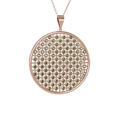 Petek Kolye - Peridot 14 ayar rose altın kolye (40 cm rose altın rolo zincir) #1ugiq3n
