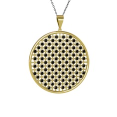 Petek Kolye - Siyah zirkon 18 ayar altın kolye (40 cm gümüş rolo zincir) #1uouwkr