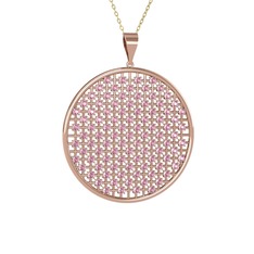 Petek Kolye - Pembe kuvars 14 ayar rose altın kolye (40 cm gümüş rolo zincir) #1x7ht09