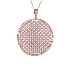Petek Kolye - Pembe kuvars 8 ayar rose altın kolye (40 cm gümüş rolo zincir) #4nkajl