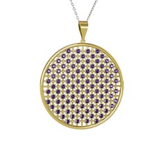 Ametist 925 ayar altın kaplama gümüş kolye (40 cm beyaz altın rolo zincir)