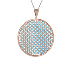 Akuamarin 925 ayar rose altın kaplama gümüş kolye (40 cm gümüş rolo zincir)