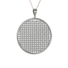 Petek Kolye - Swarovski 14 ayar beyaz altın kolye (40 cm rose altın rolo zincir) #9e4cm5